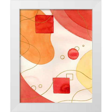 Orange Mood White Modern Wood Framed Art Print by Amaya