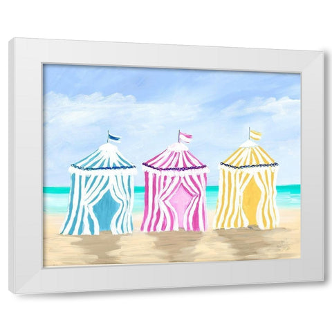 Beach Cabanas White Modern Wood Framed Art Print by DeRice, Julie