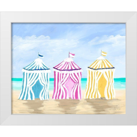 Beach Cabanas White Modern Wood Framed Art Print by DeRice, Julie