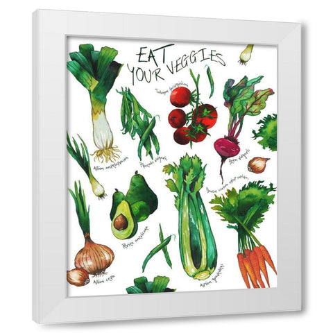 Eat Your Veggies White Modern Wood Framed Art Print by Medley, Elizabeth