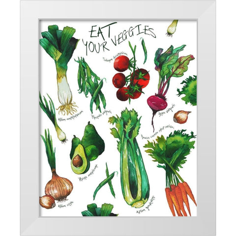 Eat Your Veggies White Modern Wood Framed Art Print by Medley, Elizabeth