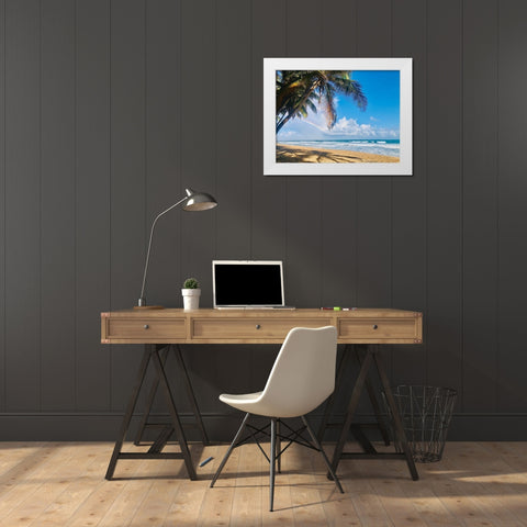 Under the Palms White Modern Wood Framed Art Print by Acosta