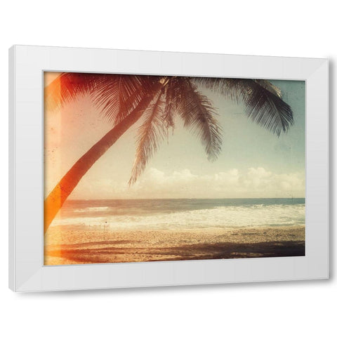 Single Palm White Modern Wood Framed Art Print by Acosta