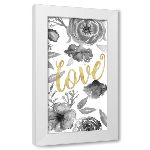 Love Floral White Modern Wood Framed Art Print by Medley, Elizabeth