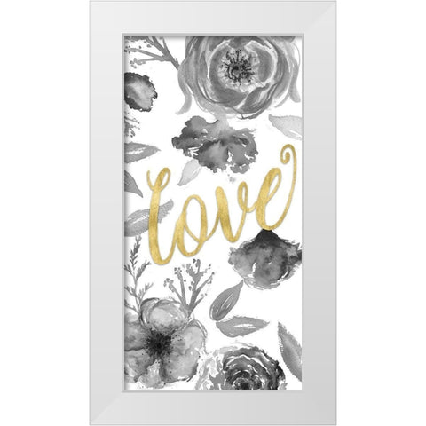 Love Floral White Modern Wood Framed Art Print by Medley, Elizabeth