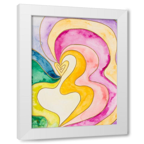 Rainbow Love White Modern Wood Framed Art Print by James, Nola