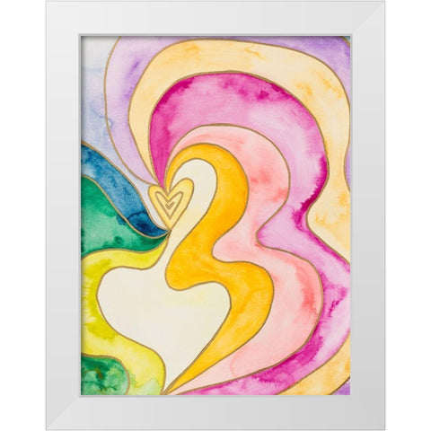 Rainbow Love White Modern Wood Framed Art Print by James, Nola