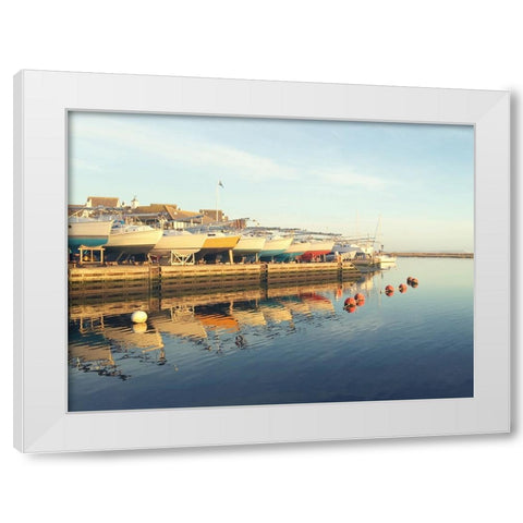 Boat Dock White Modern Wood Framed Art Print by Jane, Sarah