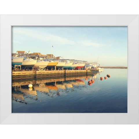 Boat Dock White Modern Wood Framed Art Print by Jane, Sarah