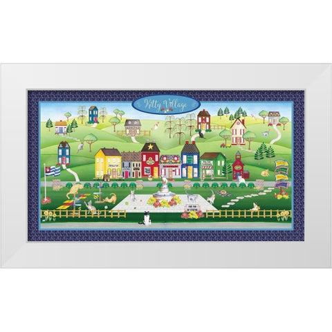 Kitty Cat Village White Modern Wood Framed Art Print by Metz, Andi