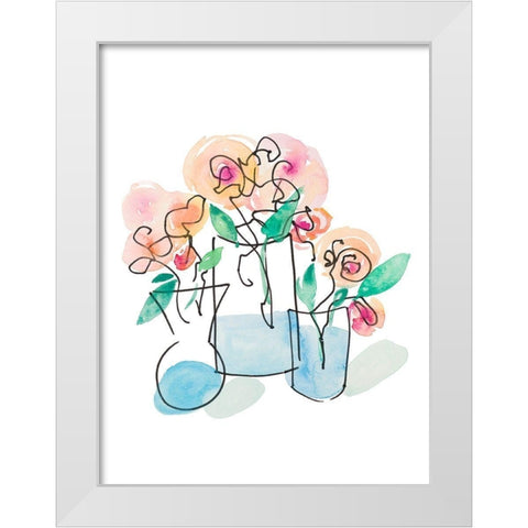 Trois Vases White Modern Wood Framed Art Print by James, Nola