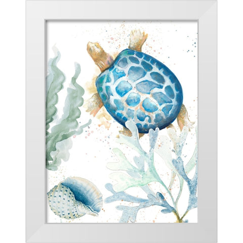 Tortuga Azul Ascend White Modern Wood Framed Art Print by Pinto, Patricia