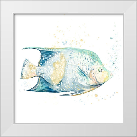 Pescado Azul Square White Modern Wood Framed Art Print by Pinto, Patricia
