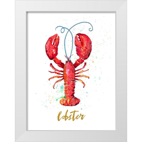 Red Lobster White Modern Wood Framed Art Print by Pinto, Patricia
