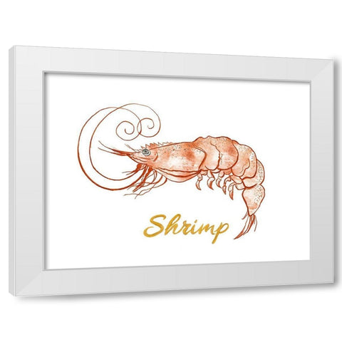 Shrimp White Modern Wood Framed Art Print by Pinto, Patricia