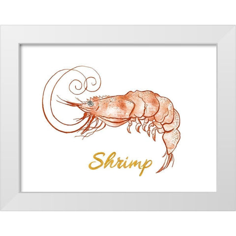 Shrimp White Modern Wood Framed Art Print by Pinto, Patricia