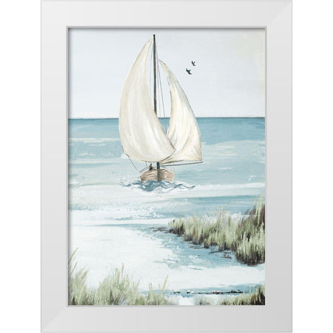 Smooth Sailing White Modern Wood Framed Art Print by Pinto, Patricia