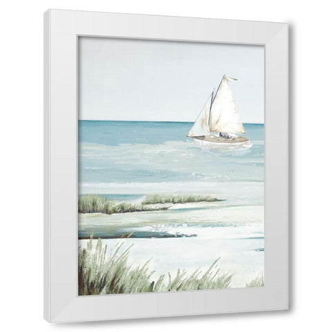 Beautiful Day For A Sail White Modern Wood Framed Art Print by Pinto, Patricia