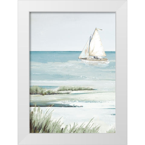 Beautiful Day For A Sail White Modern Wood Framed Art Print by Pinto, Patricia
