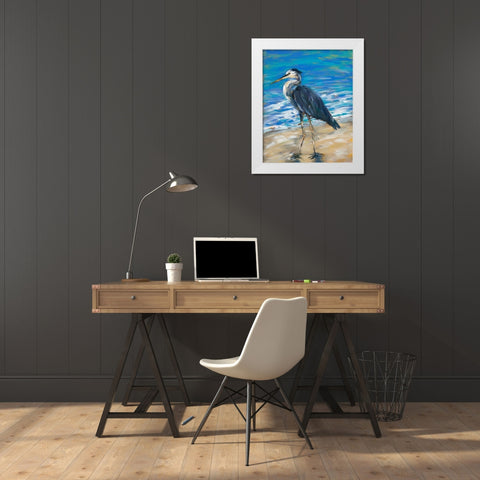 Beach Bird II White Modern Wood Framed Art Print by DeRice, Julie
