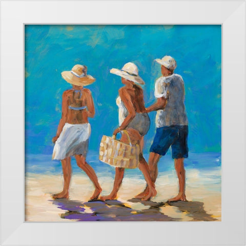 Beach Buddies White Modern Wood Framed Art Print by DeRice, Julie