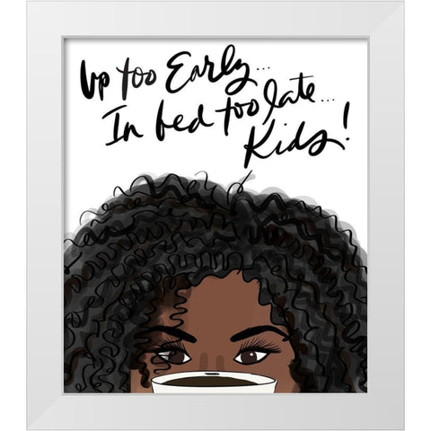 Coffee Because Kids (Girl III) White Modern Wood Framed Art Print by Quach, Anna