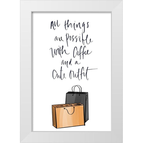 Shopping Bags White Modern Wood Framed Art Print by Quach, Anna