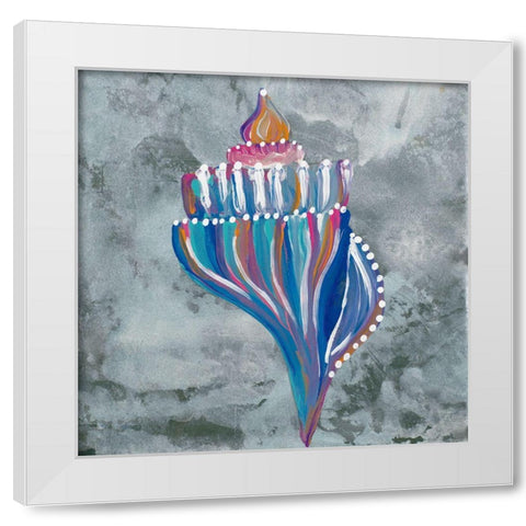 Dotted Shell on Gray I White Modern Wood Framed Art Print by Ritter, Gina