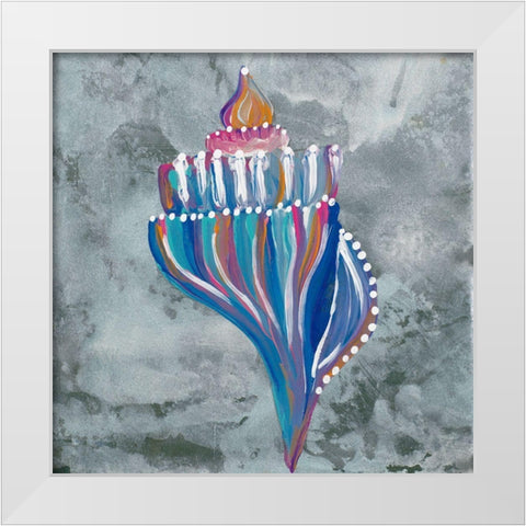 Dotted Shell on Gray I White Modern Wood Framed Art Print by Ritter, Gina