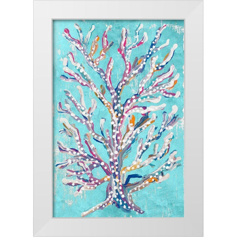 Dotted Coral on Teal White Modern Wood Framed Art Print by Ritter, Gina