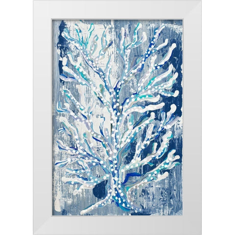 Azul Dotted Coral Vertical White Modern Wood Framed Art Print by Ritter, Gina