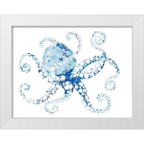 Azul Dotted Octopus I White Modern Wood Framed Art Print by Ritter, Gina