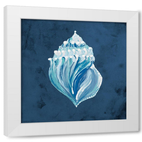 Azul Dotted Seashell on Navy II White Modern Wood Framed Art Print by Ritter, Gina