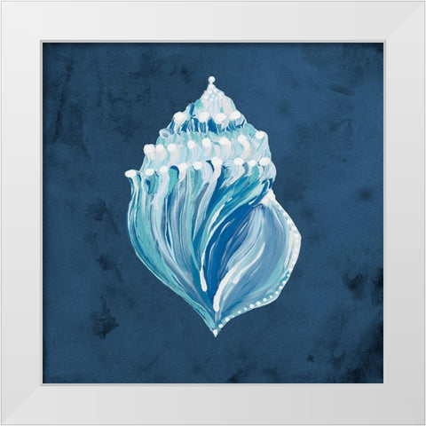 Azul Dotted Seashell on Navy II White Modern Wood Framed Art Print by Ritter, Gina
