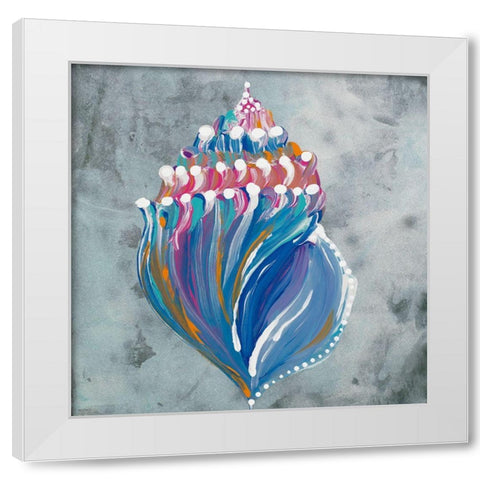 Dotted Shell on Gray II White Modern Wood Framed Art Print by Ritter, Gina
