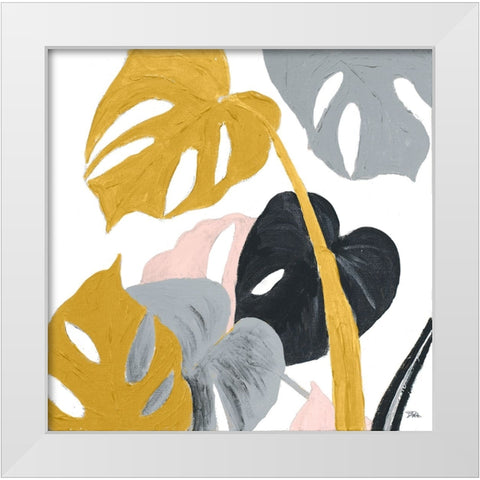 Monstera Design White Modern Wood Framed Art Print by Pinto, Patricia