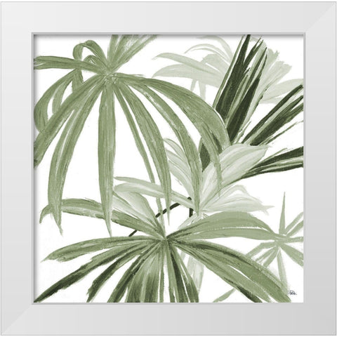 Green Monstera Design II White Modern Wood Framed Art Print by Pinto, Patricia
