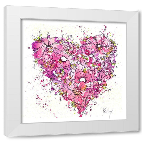 Heart of Flowers I White Modern Wood Framed Art Print by Krinlox