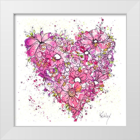 Heart of Flowers I White Modern Wood Framed Art Print by Krinlox