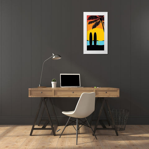 Sunset Surf Panel White Modern Wood Framed Art Print by Edwins, Hugo