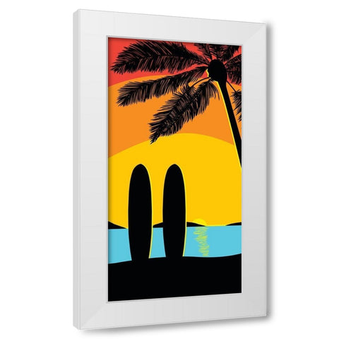 Sunset Surf Panel White Modern Wood Framed Art Print by Edwins, Hugo