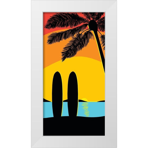 Sunset Surf Panel White Modern Wood Framed Art Print by Edwins, Hugo