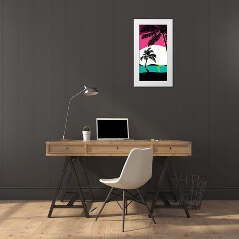 Pink Sunset Surf Panel White Modern Wood Framed Art Print by Edwins, Hugo
