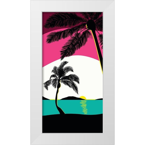 Pink Sunset Surf Panel White Modern Wood Framed Art Print by Edwins, Hugo