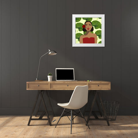 Exotic Lady White Modern Wood Framed Art Print by Bucheli, Jen