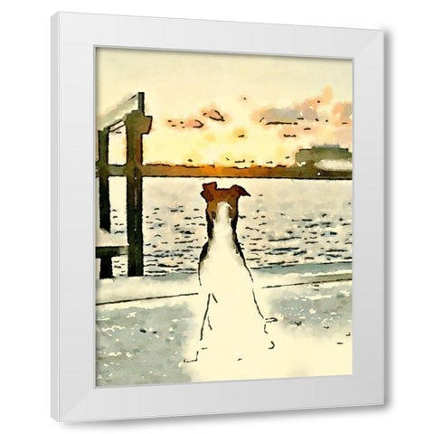 Paws At Sunset White Modern Wood Framed Art Print by Acosta