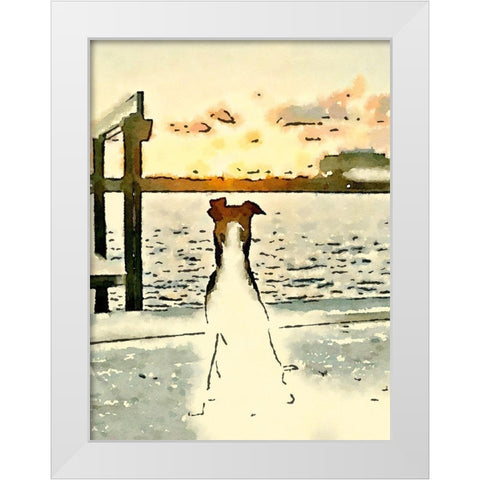 Paws At Sunset White Modern Wood Framed Art Print by Acosta