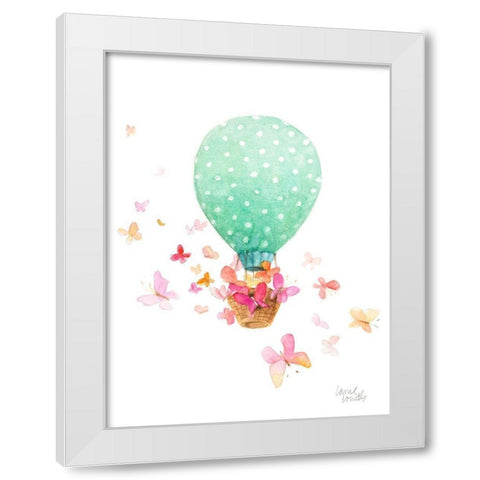Hot Air Balloon With Butterflies White Modern Wood Framed Art Print by Loreth, Lanie