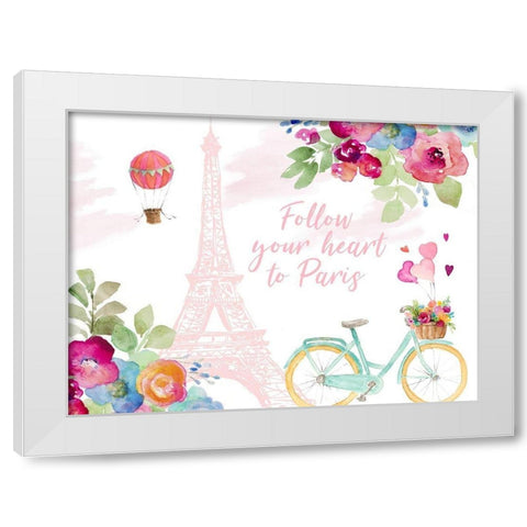 Follow Your Heart to Paris White Modern Wood Framed Art Print by Loreth, Lanie