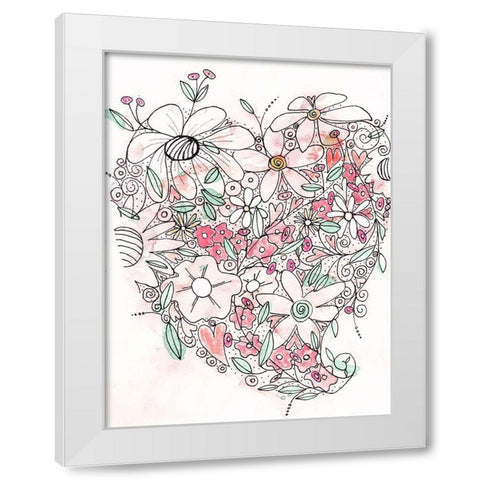 Blooming Heart I White Modern Wood Framed Art Print by Krinlox